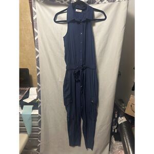 Ramy Brook Callie Button Down Jumpsuit In Spring Navy Size Small